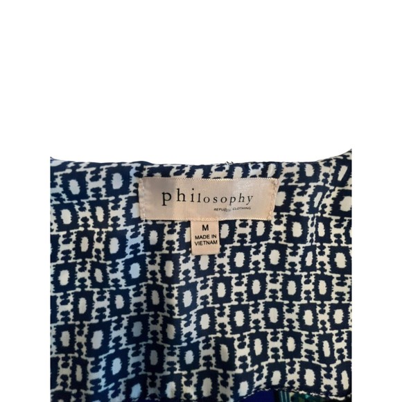 Philosophy Blouse Tunic Geometric Colorful Pockets V-neck Collar Sz Med - Picture 7 of 10